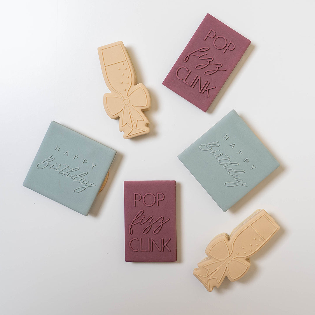 Champagne glass stamp with matching cutter