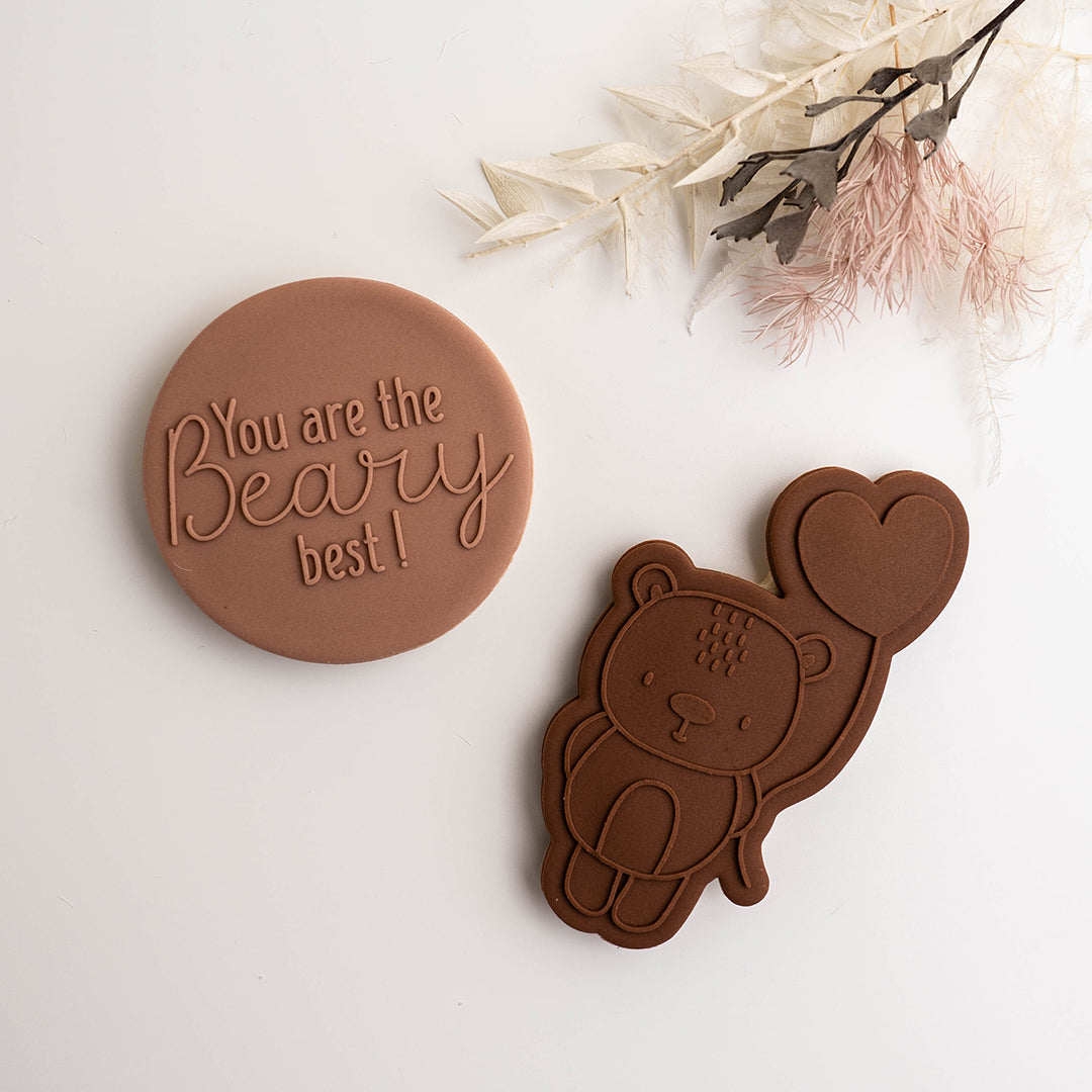 Bear with heart balloon stamp (with matching cutter)
